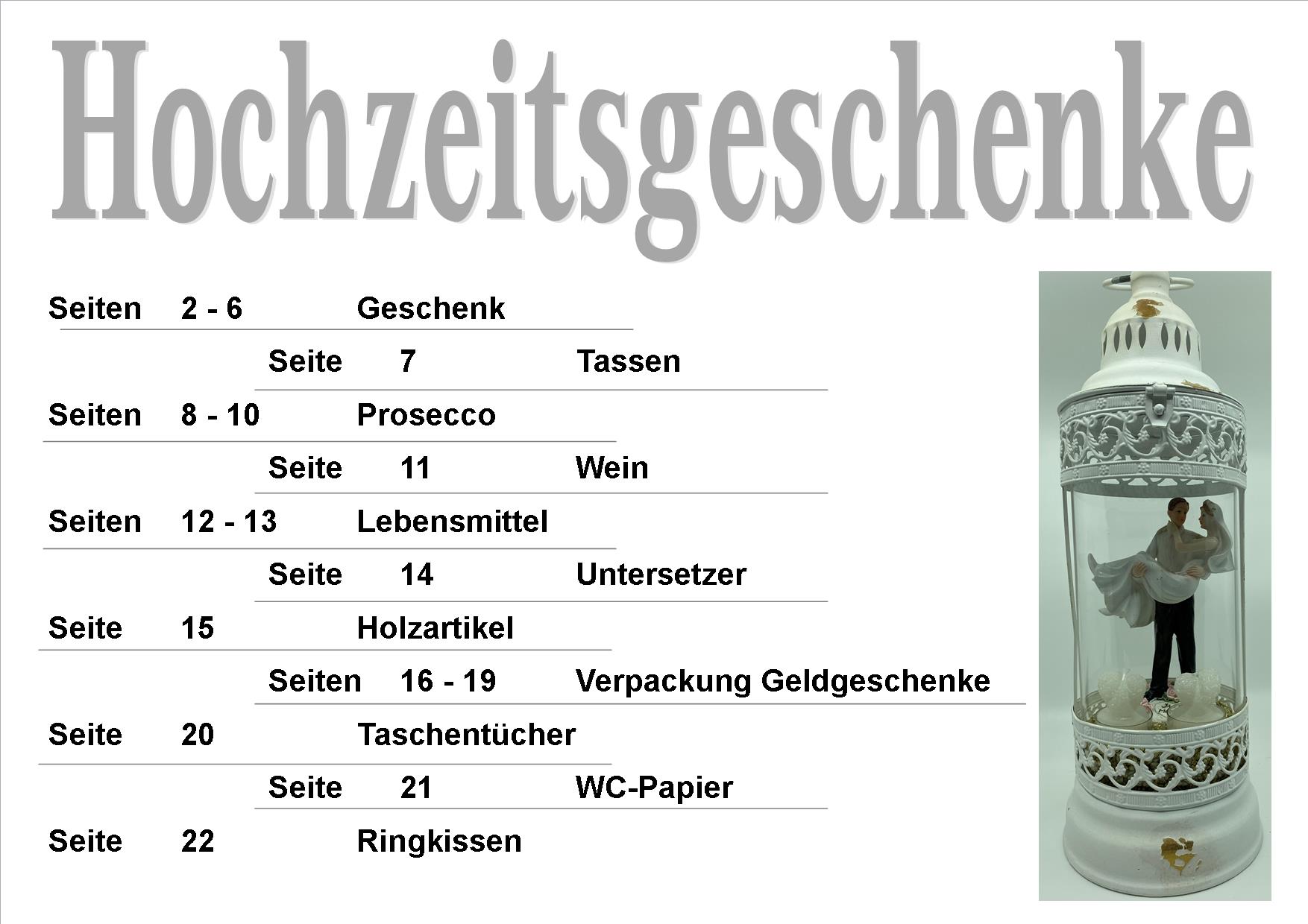 Hochzeitsgeschenke Seite 1